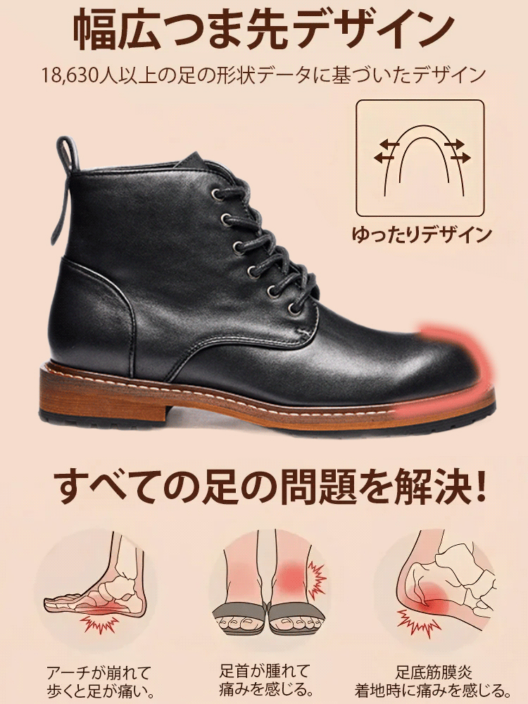 【神戸百年皮革工房】5cm身長アップブリティッシュワークブーツ