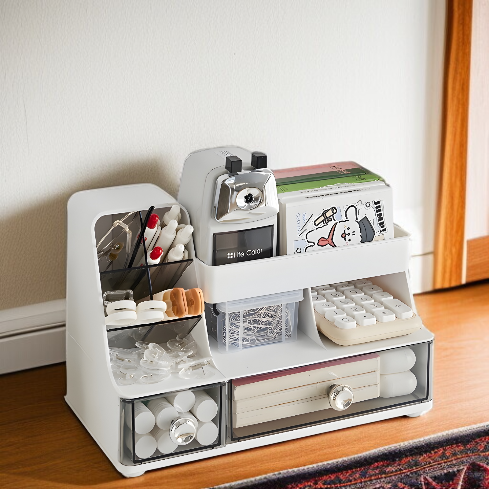 デスクトップコンパートメント収納ボックス軽量高級化粧品ラック寝室用メイクブラシ収納バケツ引き出し収納ボックス