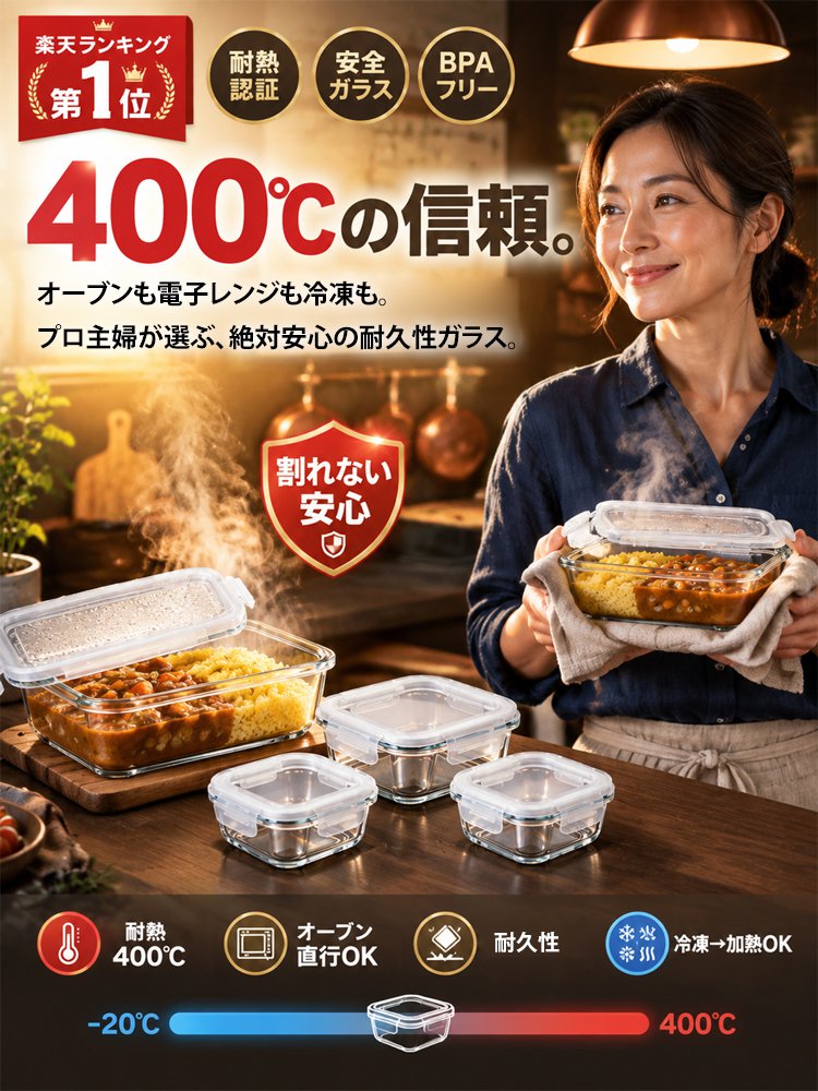 耐熱ガラス製ランチボックス