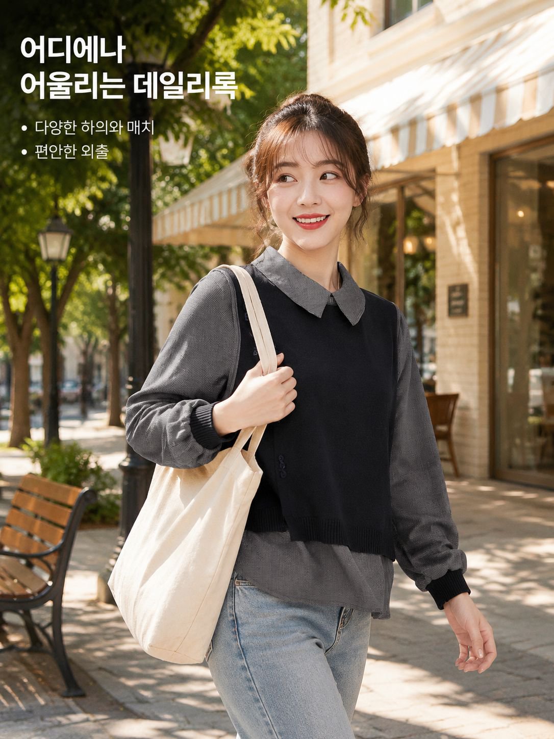 패션 셔츠 칼라 레이어드 티셔츠