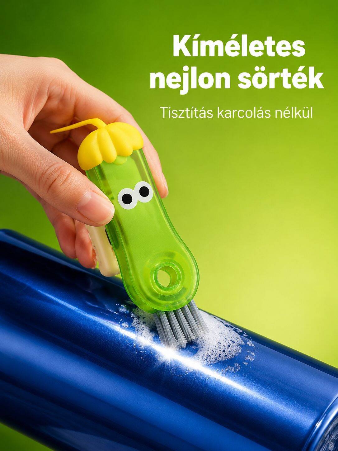 Padlizsán alakú kefe poharakhoz és bögrékhez