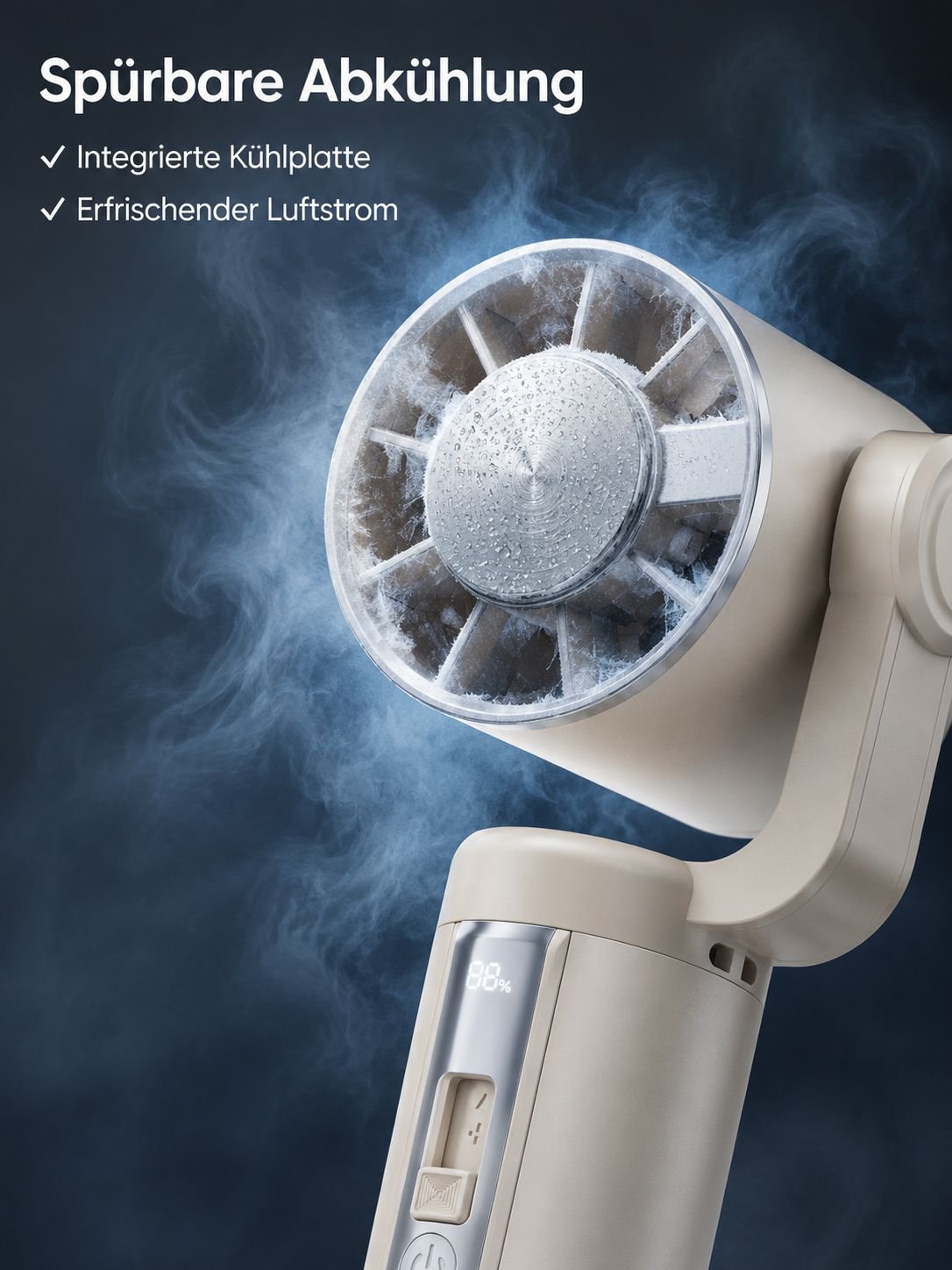 Handventilator mit Kühlfunktion, tragbar, zum Umhängen und für den Tisch geeignet