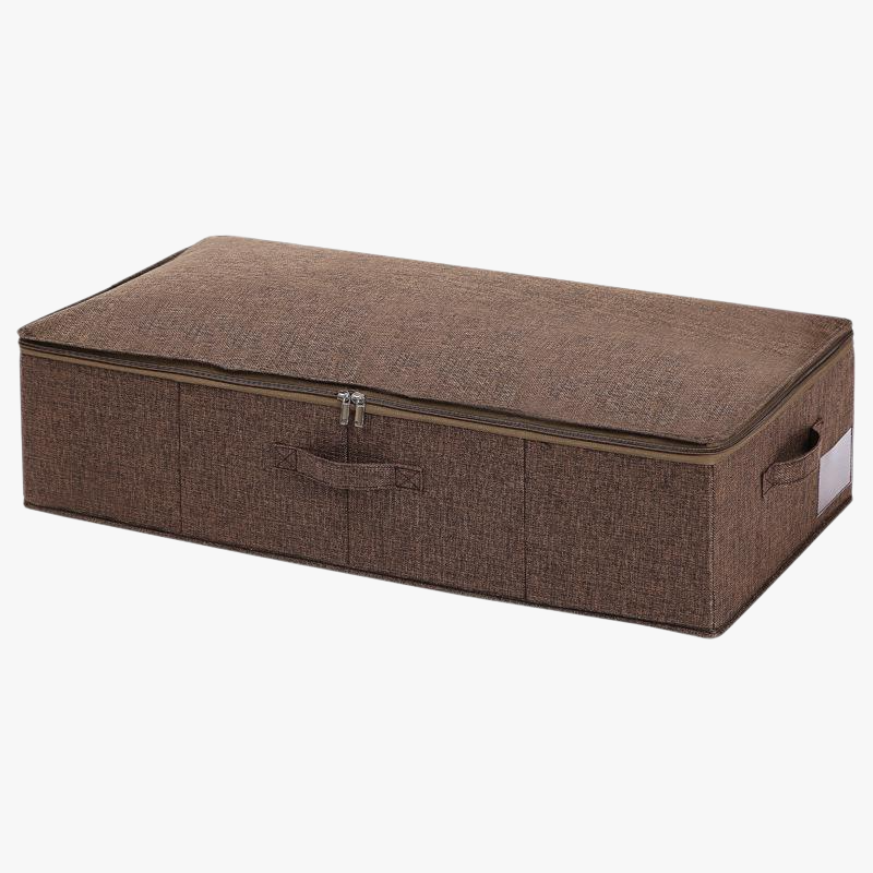 Under-bed storage box, foldable transparent fabric cover, for storing blankets, clothes, shoes, and 