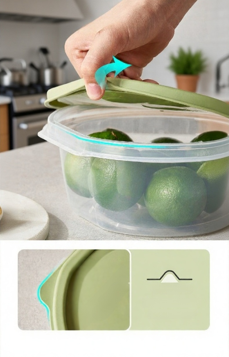 밀폐 뚜껑이 닫힌 대형 투명 용기 상세 사진