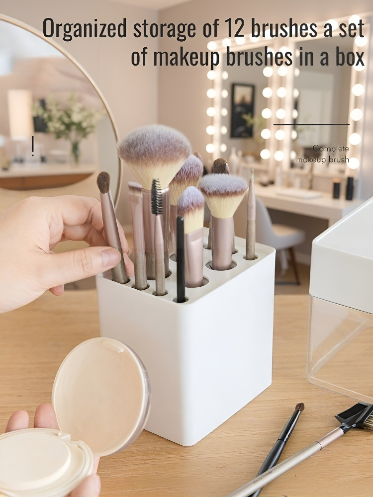 Elegant makeup brush holder in modern bathroom