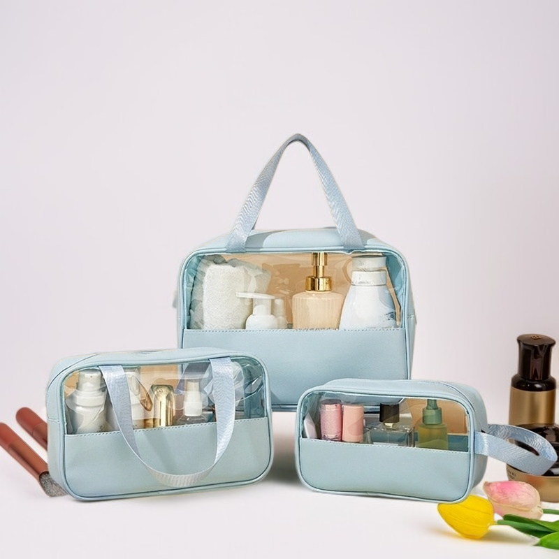 透明大容量ウォッシュバッグ 防水携帯用ハンドヘルド化粧品バッグ 旅行用大容量収納バッグ