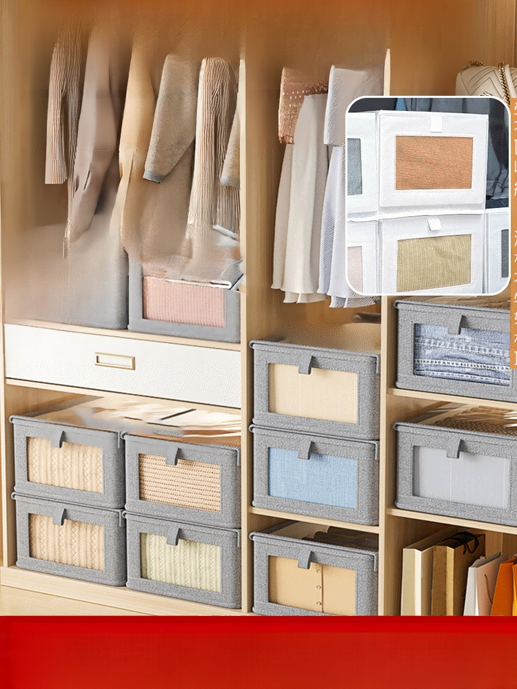 Foldable Storage Box with Clear Window and Dustproof Cover
