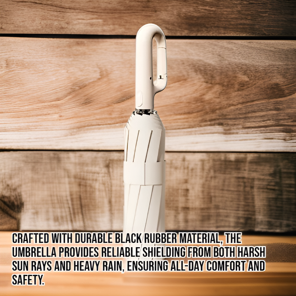 Automatic buckle black rubber umbrella for both sunny and rainy days