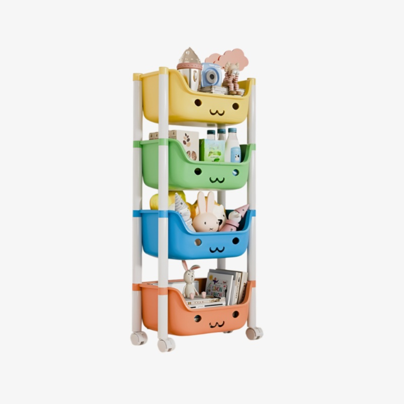 ベビーカー子供のおもちゃの収納ラック床置き多層おもちゃの収納ラックホームモバイルスナック収納本棚