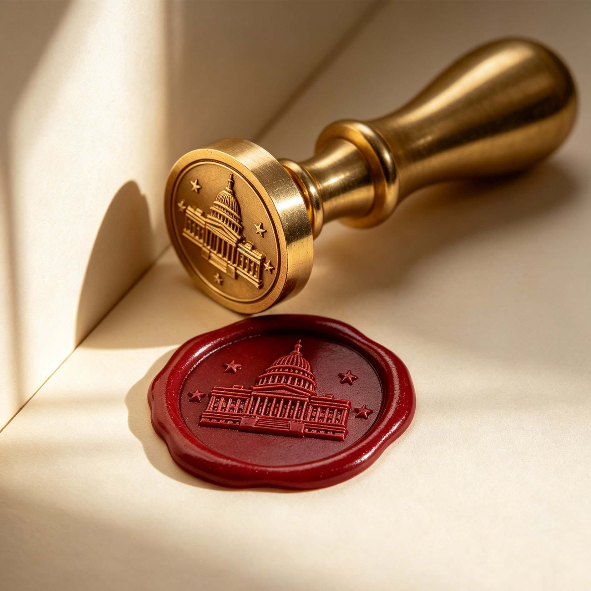 Close-up of Capitol Brass Wax Seal head