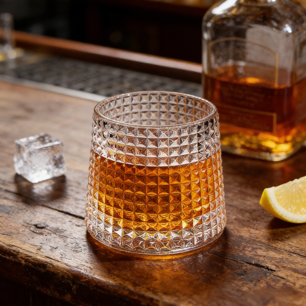 Drehendes Whiskyglas