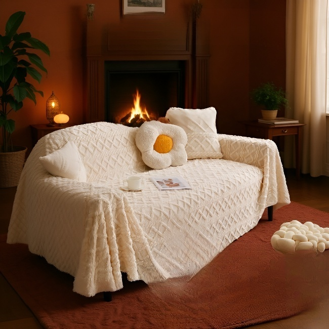 모던 소파 커버 피부 친화 두꺼운 밀크 융단 퓨어 소파 담요 크림 스웨이드 커버 타월 소파 타월 세트