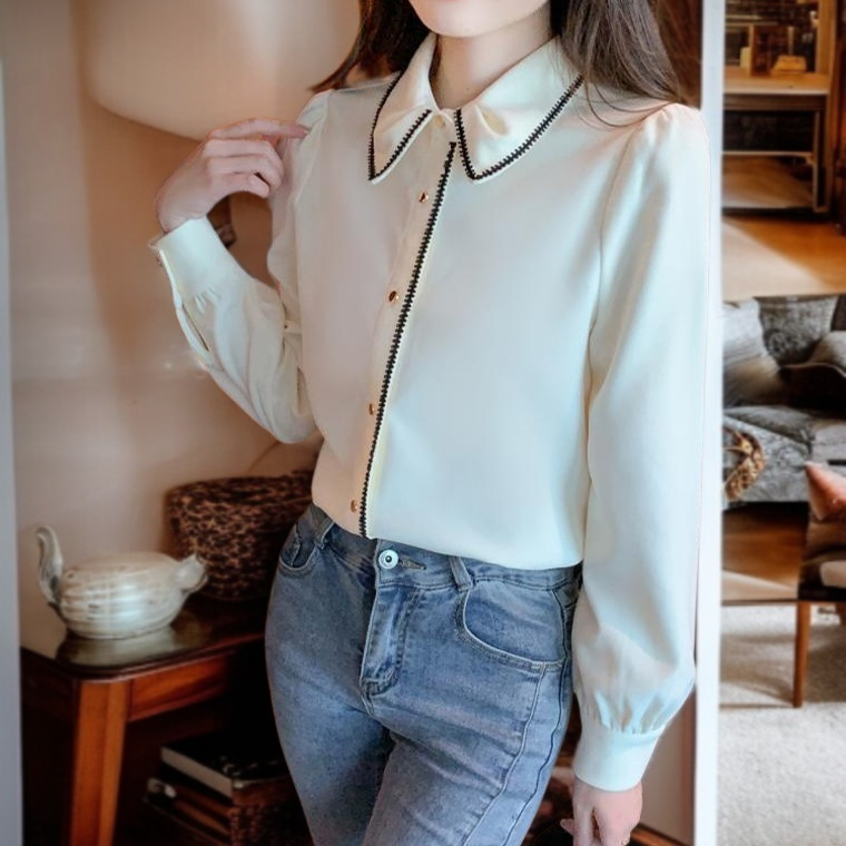 レディース開襟長袖シャツ全体画像