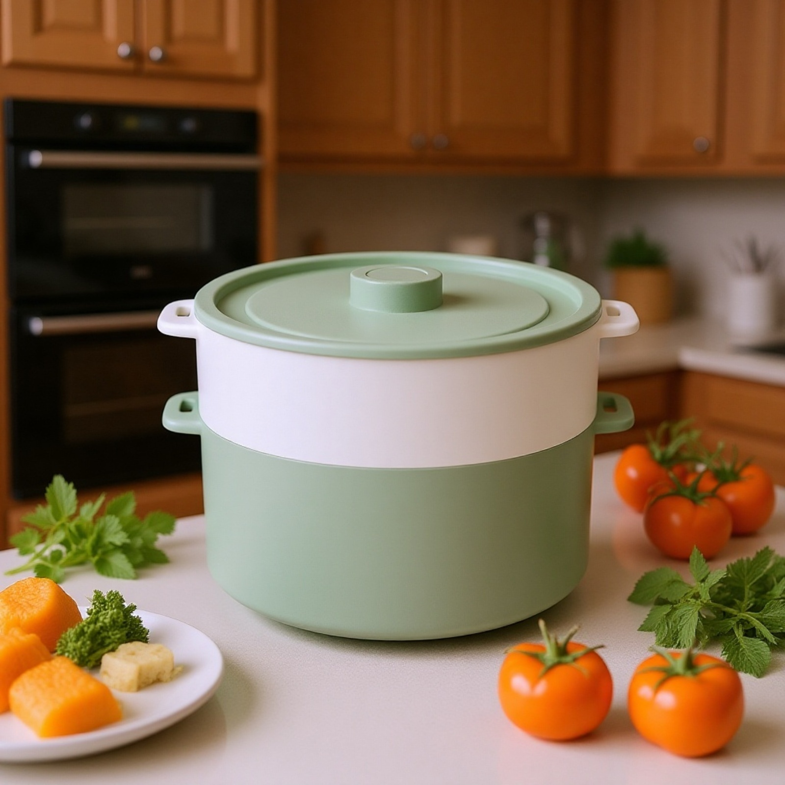 전자레인지 사용 가능한 이중 실리콘 찜기