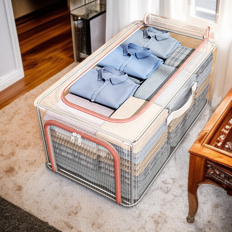 Caja de almacenamiento de ropa de malla de PVC transparente