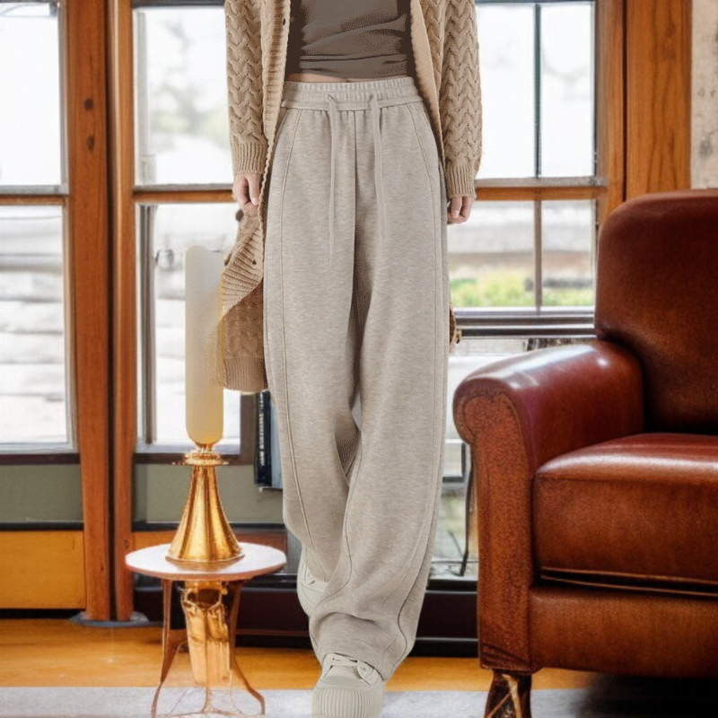 여성 니트 하이웨스트 와이드 일자 팬츠 가을 드롭 실크 찰미영 캐시미어 슬림핏 캐주얼 팬츠