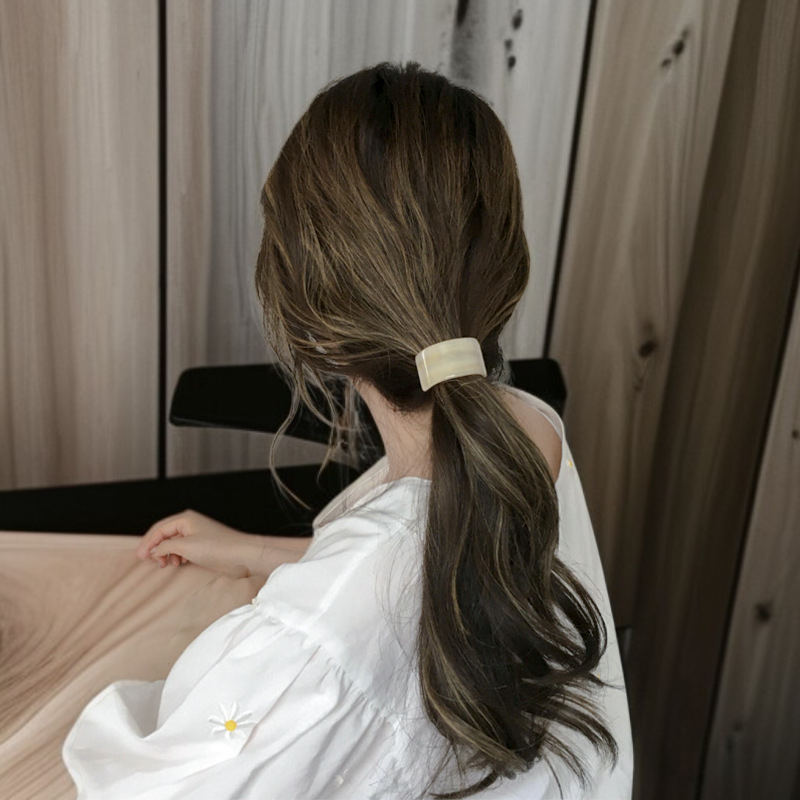 フロスト木目調カーブ高弾力ヘアタイ10点セット