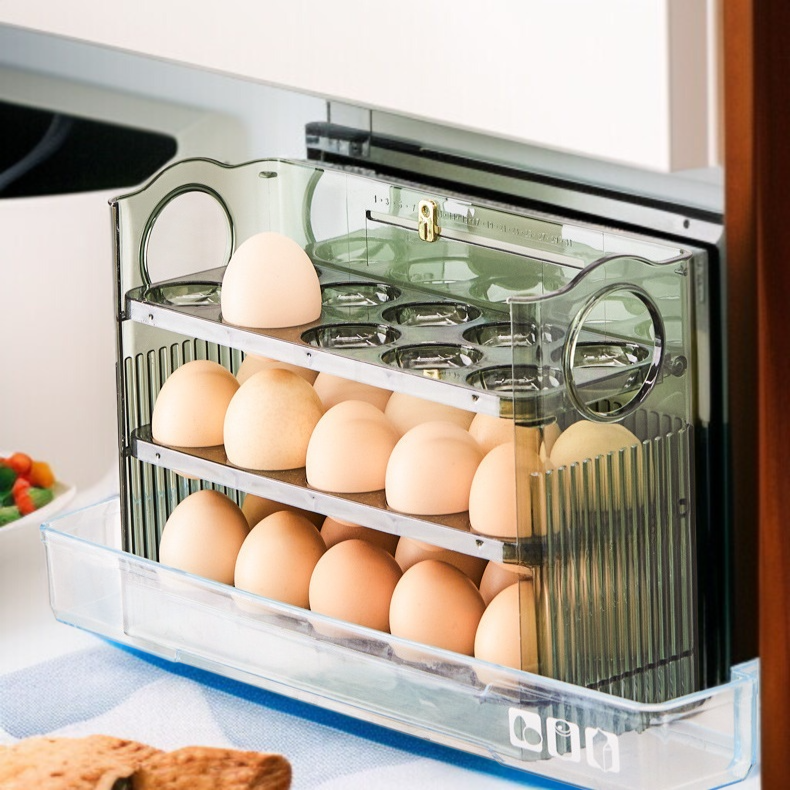 冷蔵庫サイドドア卵収納ボックス 時限式卵パック 大容量ストレージ 環境に優しいPte素材 透明なビジュアル 家庭用