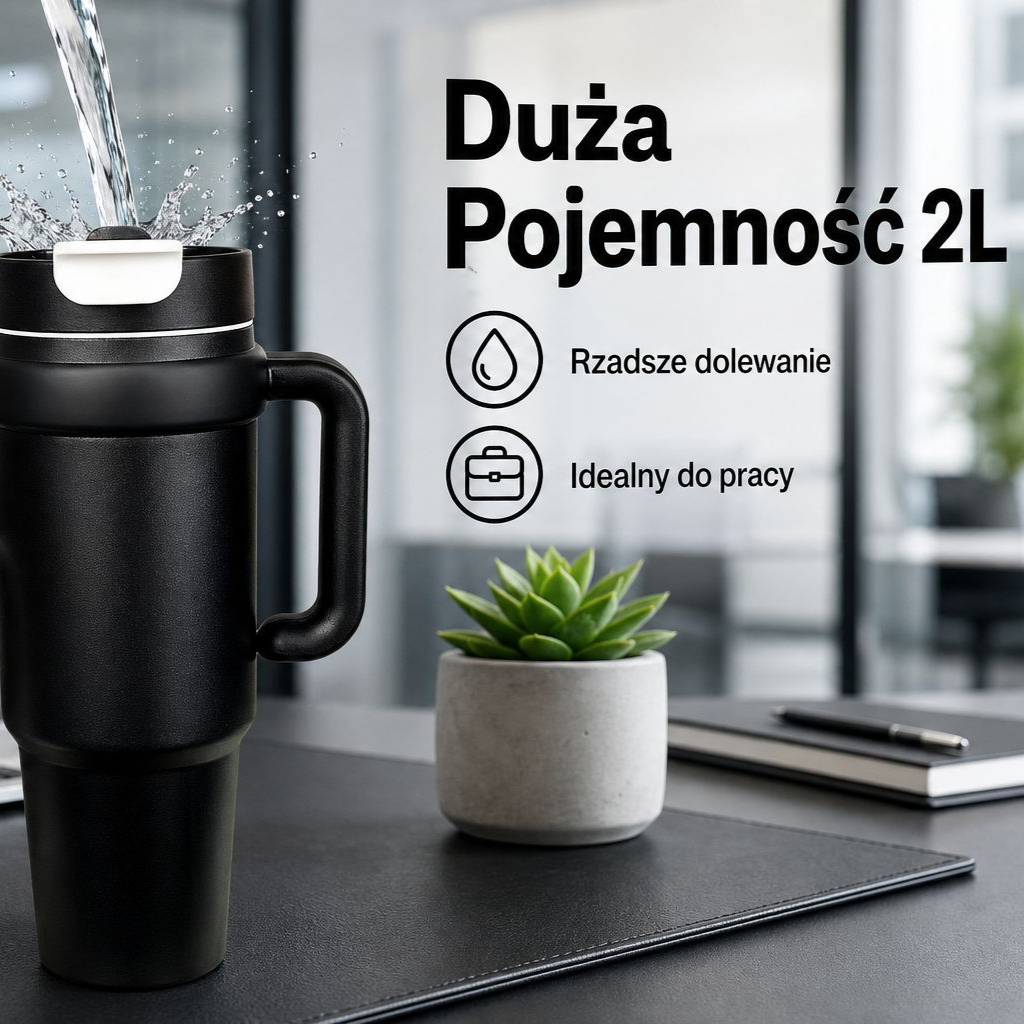 Stylowy kubek termiczny dla kobiet o dużej pojemności – idealny do biura