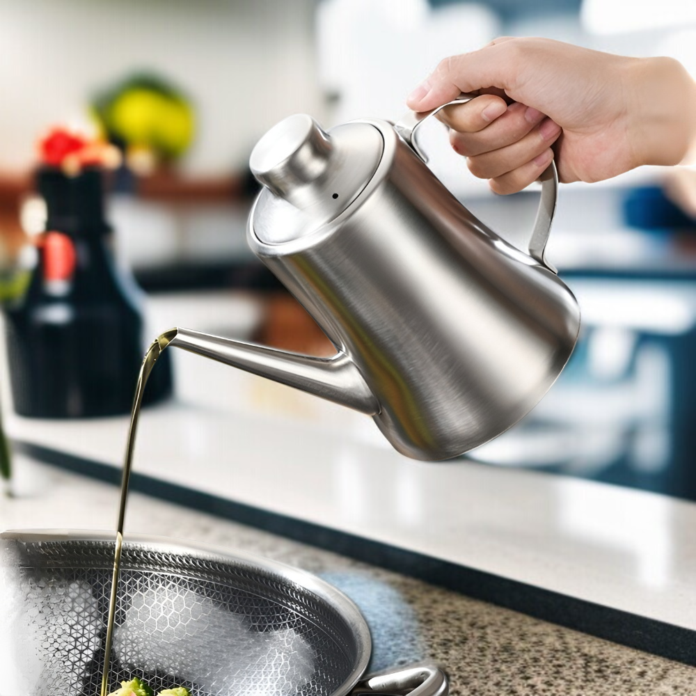 304 Edelstahl Öltopf Küchenölflasche Öltopf Haushaltskochöltopf großer Öltopf Öltopf Gießölflasche