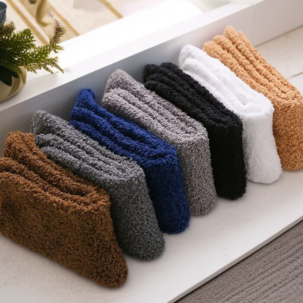 メンズ冬用ソックス ジャムジャリ 中型 無地 暖かい靴下