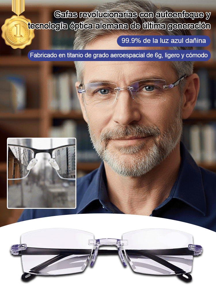 Lentes de Lectura Inteligentes Alemanes | Autoenfoque 0.01s | Filtro Luz Azul 