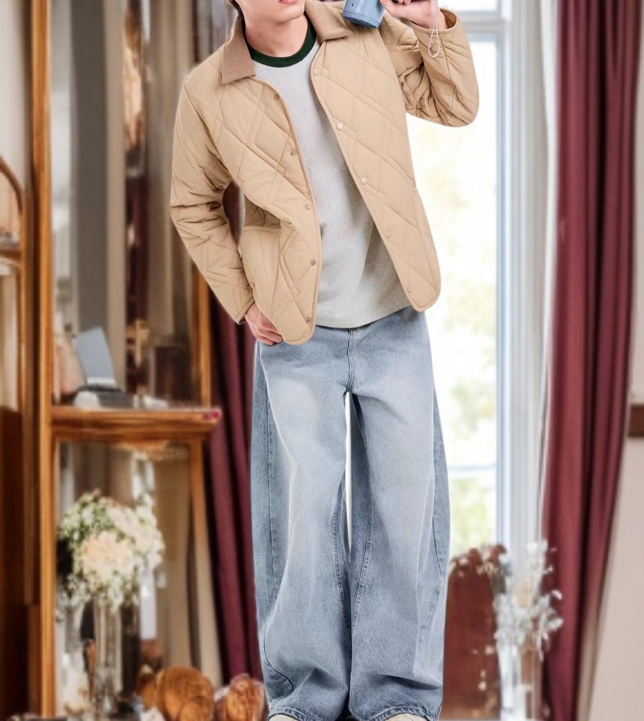 Model wearing stylish winter cotton jacket for women