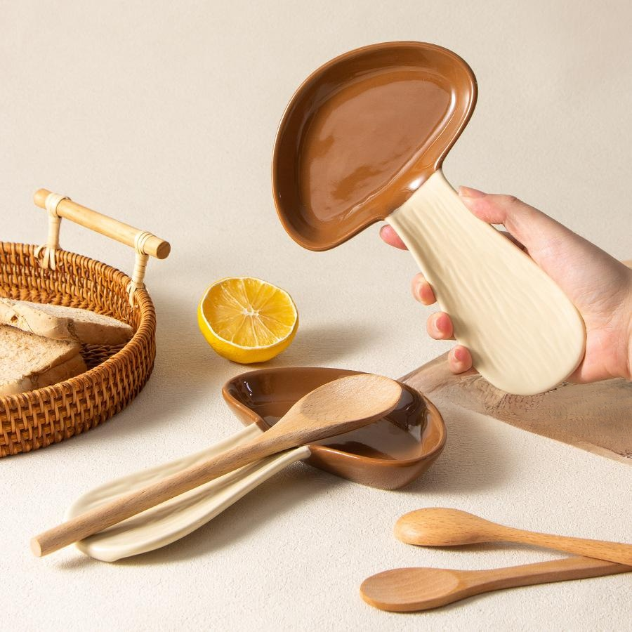 Modern Mushroom Spoon Rest – Personalized High-Temperature Kitchen Utensil Holder
