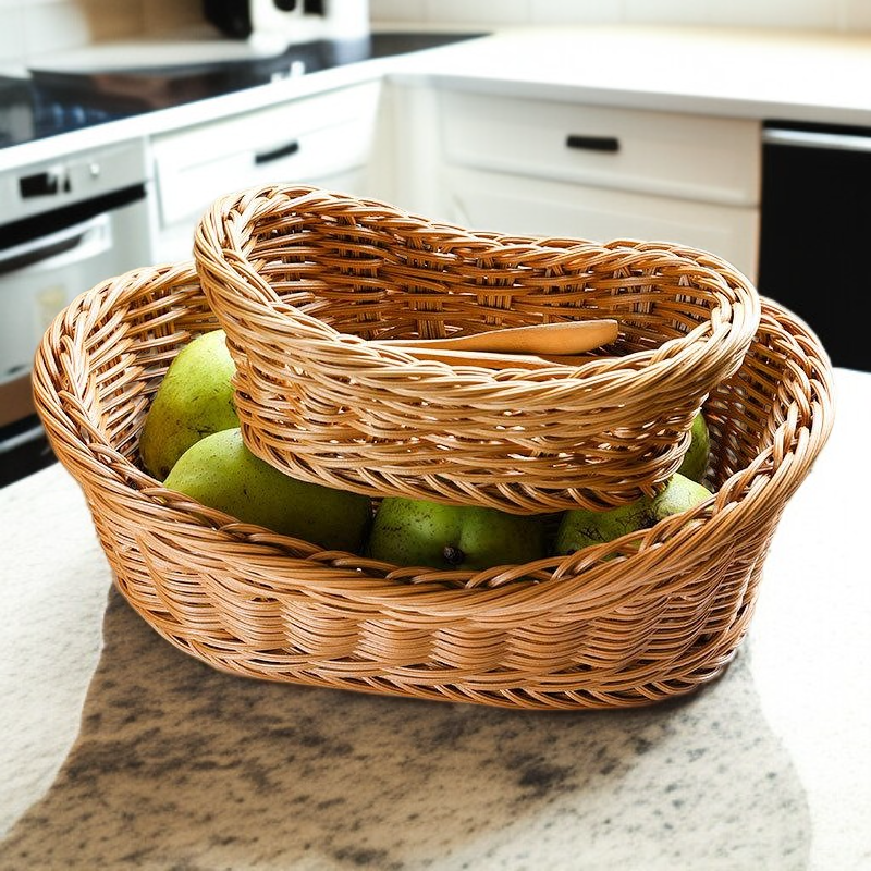 등나무 모조 소재의 작은 과일 및 디저트 접시