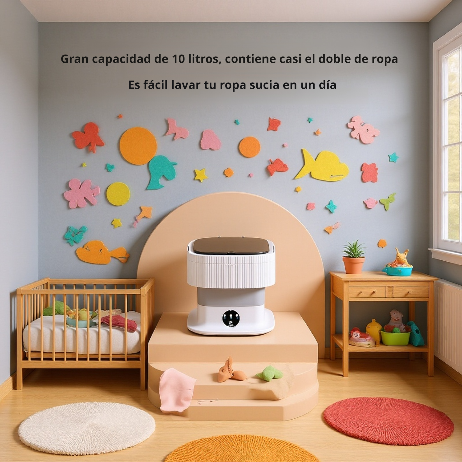  Lavadora plegable portátil para dormitorio, mini lavadora automática todo en uno