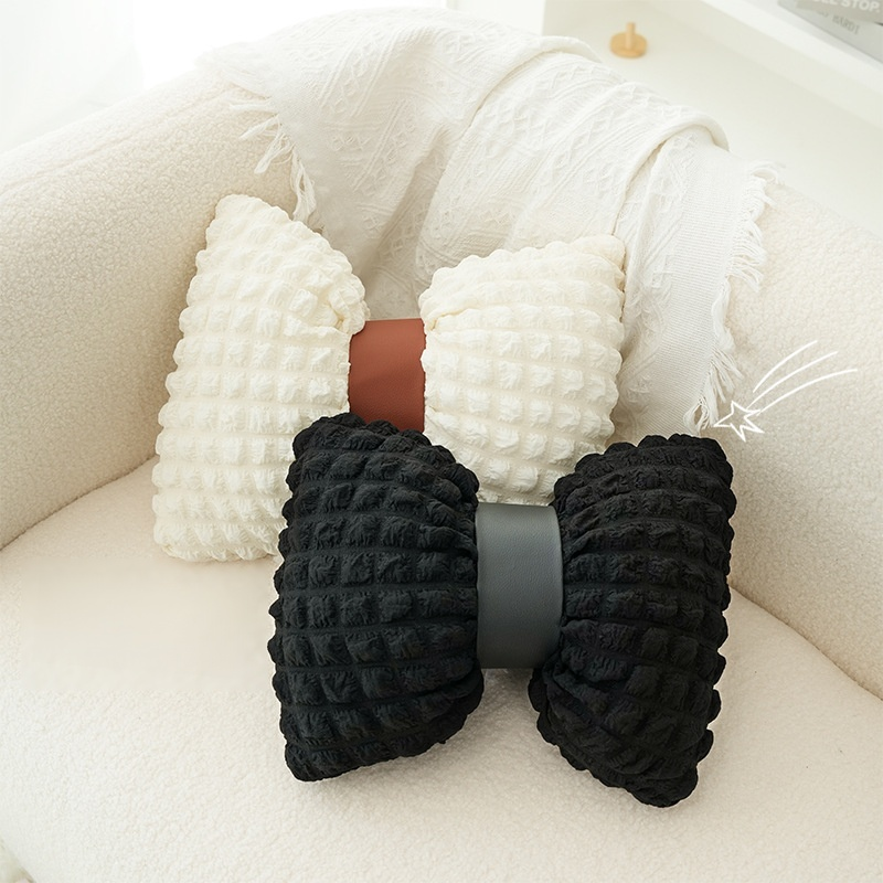 Home Decorative Bow Pillow Solid Color Sofa Cushion