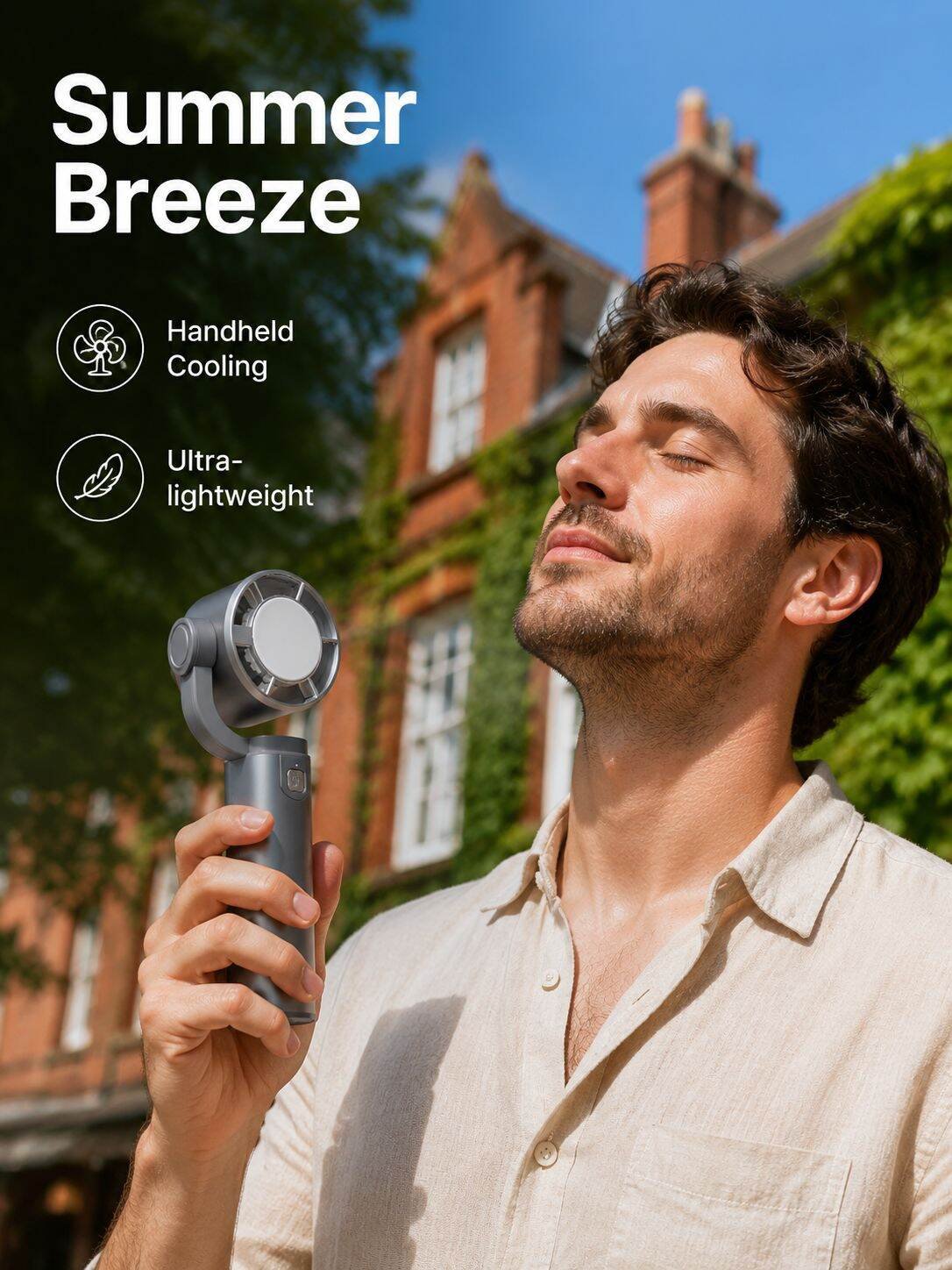 Portable Handheld Fan with Cooling Chip, Wearable Neck Fan & Desktop Stand, Mini Personal Fan