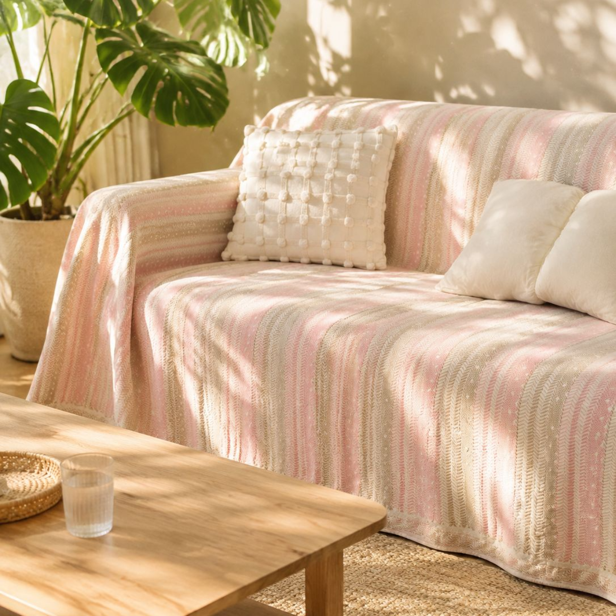 Layered wavy texture sofa cover, universal sofa protector, minimalist style sofa cover