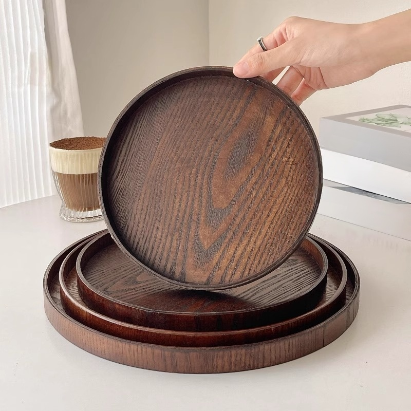 木製ラウンド菓子茶皿