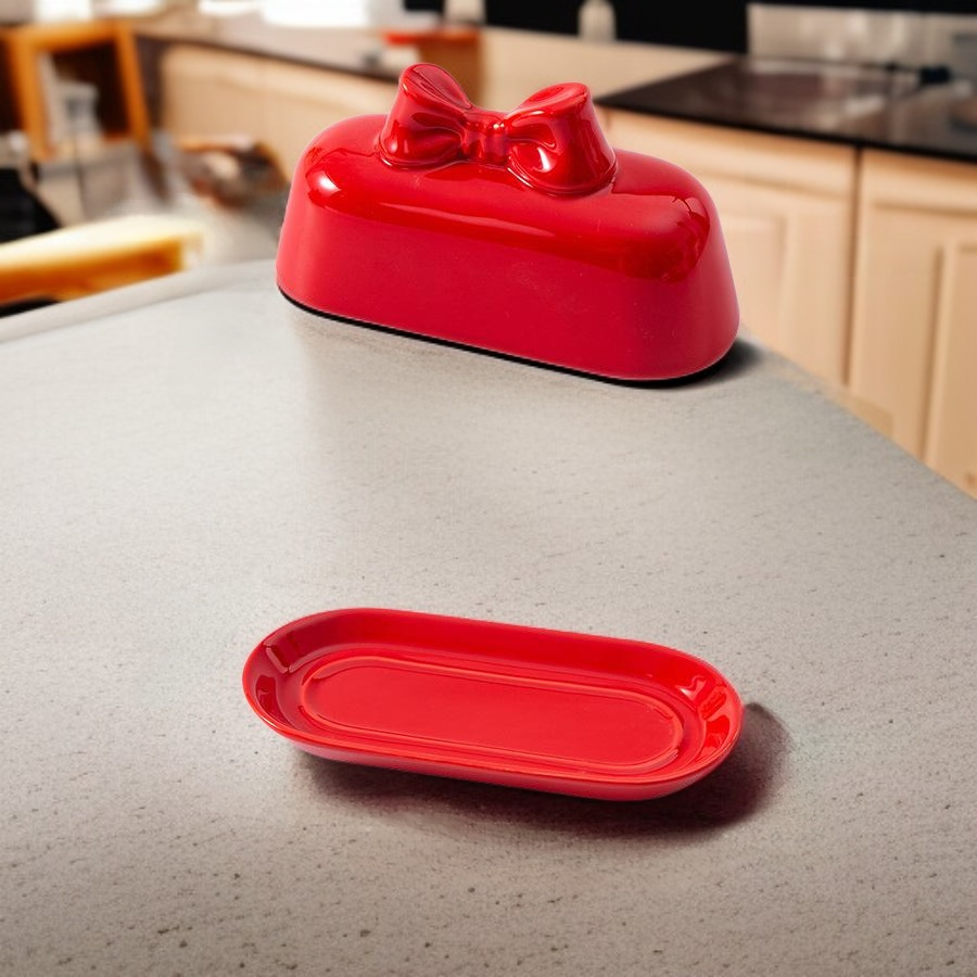 귀여운 리본 세라믹 버터 접시