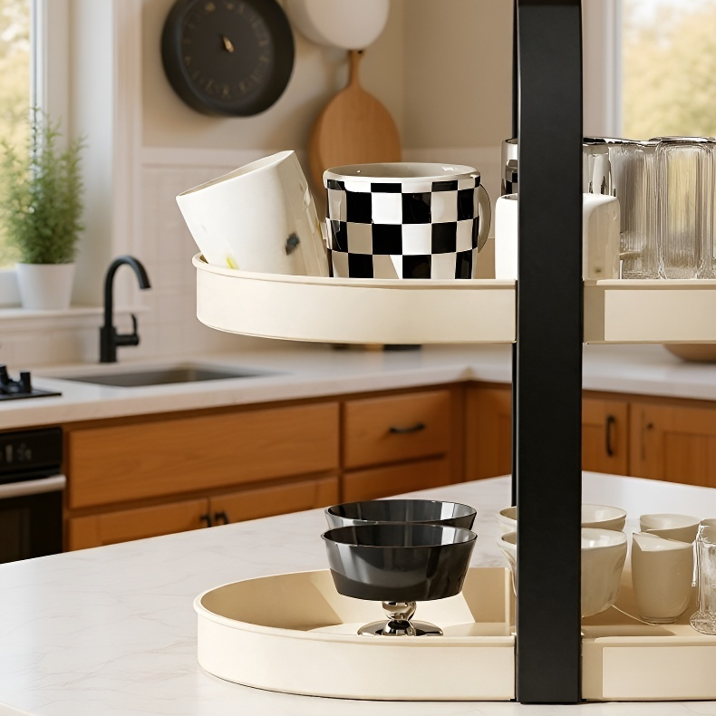 Vícevrstvý stojan na čajové šálky na stůl bez vrtání s ochranou proti prachu