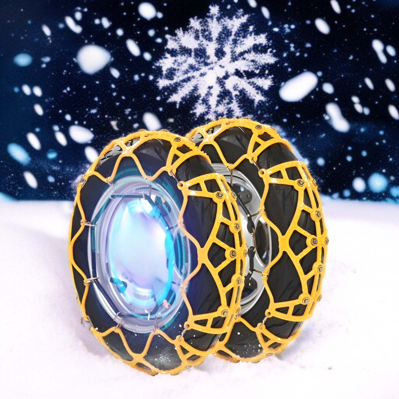 Cadenas de nieve de caucho engrosado listas para su uso en carretera nevada