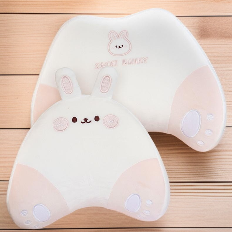 Almohada de cuello y soporte lumbar de coche, diseño de dibujos animados, espuma de memoria cómoda