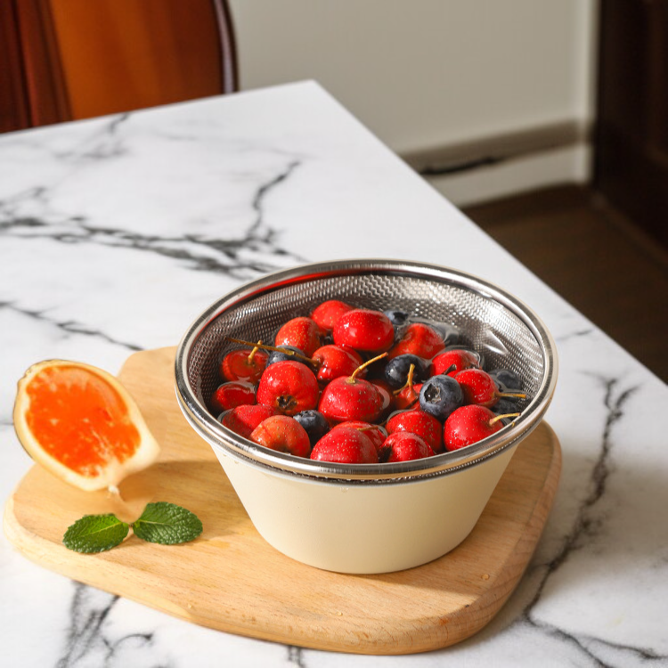 스테인리스 스틸 이중 구조 과일 및 채소 물기 제거 바구니