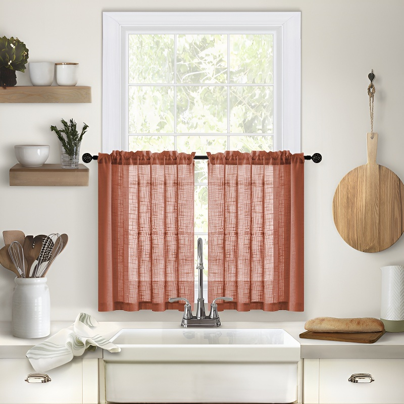 Linen Kitchen Blackout Partition Curtain for Window Screen