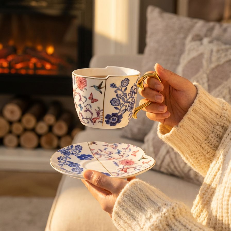 ティーカップに紅茶を注いだイメージ