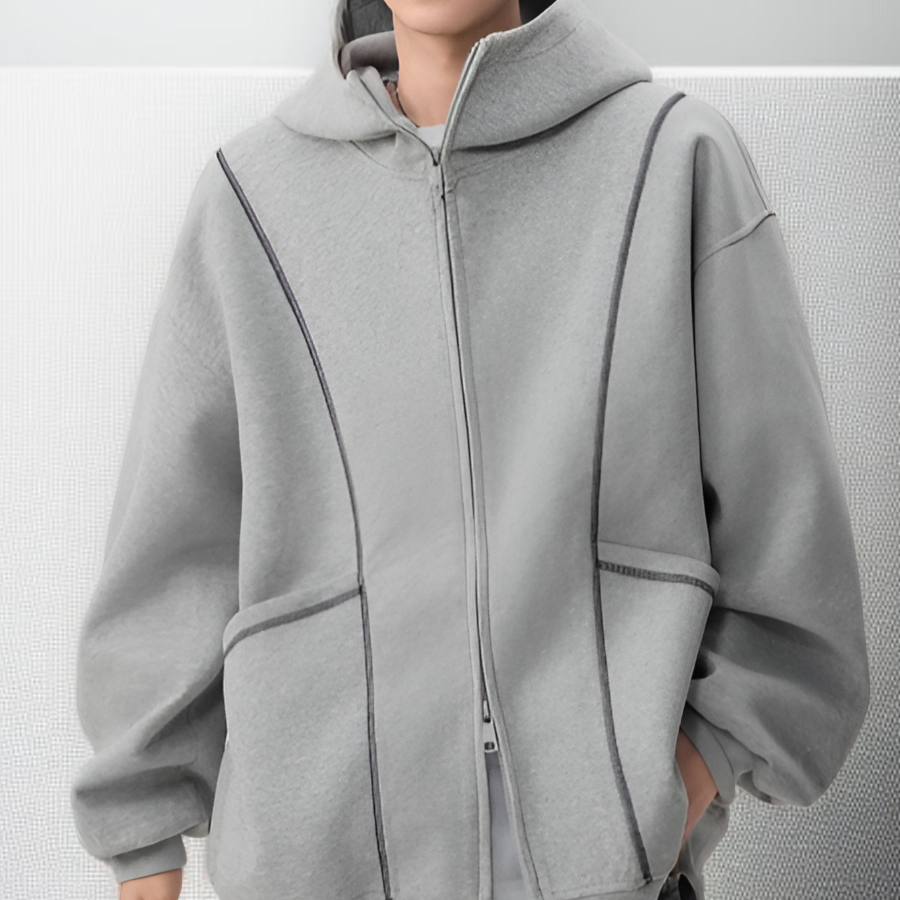 남성 후드 코트 뒷모습