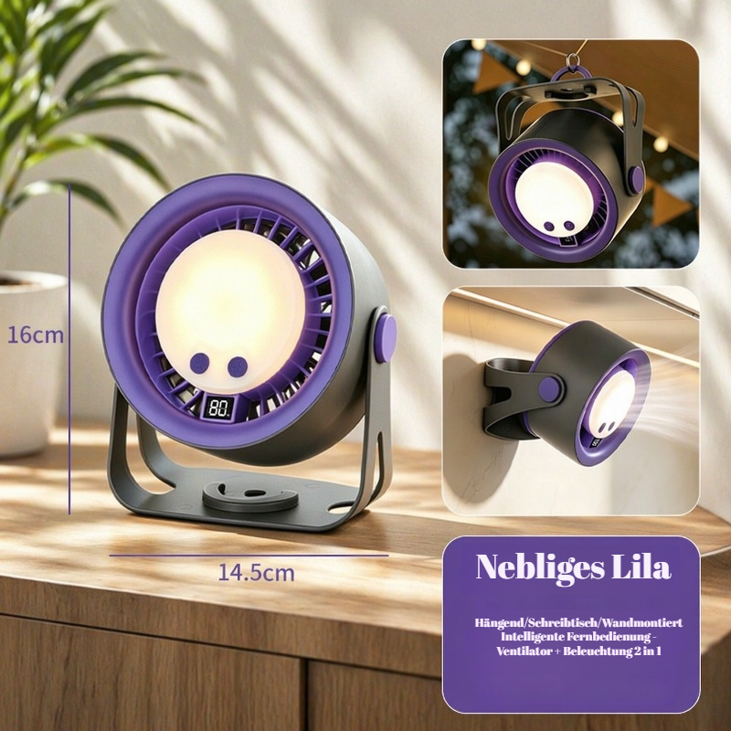 Intelligenter Fernbedienungs-Beleuchtungsventilator 2-in-1 Tischventilator