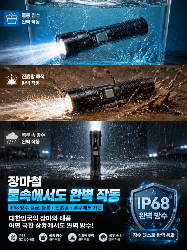 밀리터리급 1km 초장거리 괴물광량 LED 서치라이트 손전등