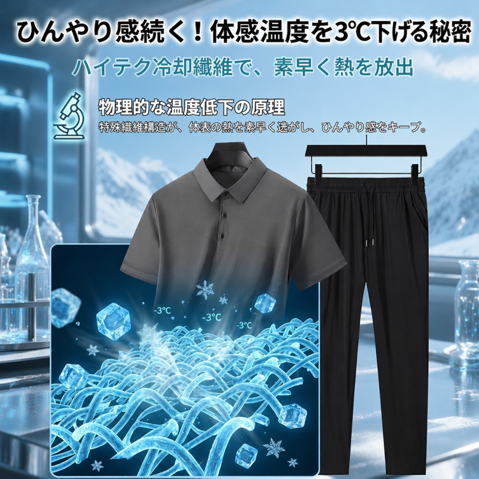 メンズアイスシルク涼感ファッションセット