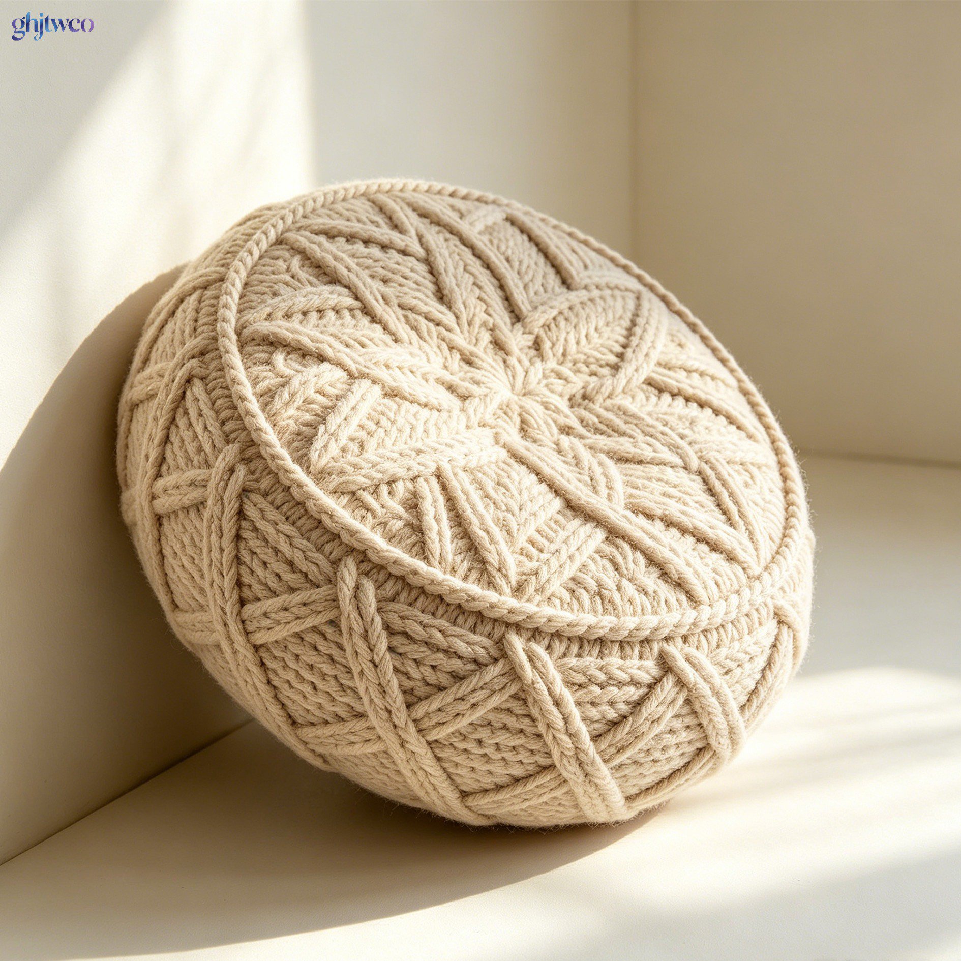 Knitted pouf floor cushion
