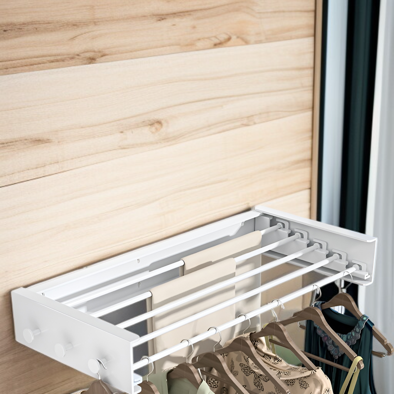 室内干し 折りたたみ式 壁掛けハンガーラック 洗濯物干し 折り畳み式 物干しラック 壁掛け 防風設計アルミニウム 伸縮タイプ 隠し物干し ウォールハンガー 省スペース 服掛 布団干しなど用 物干しハン