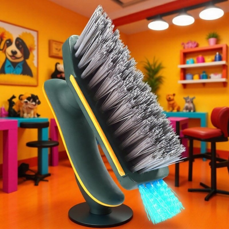 Space-saving bathroom brush with antibacterial technology