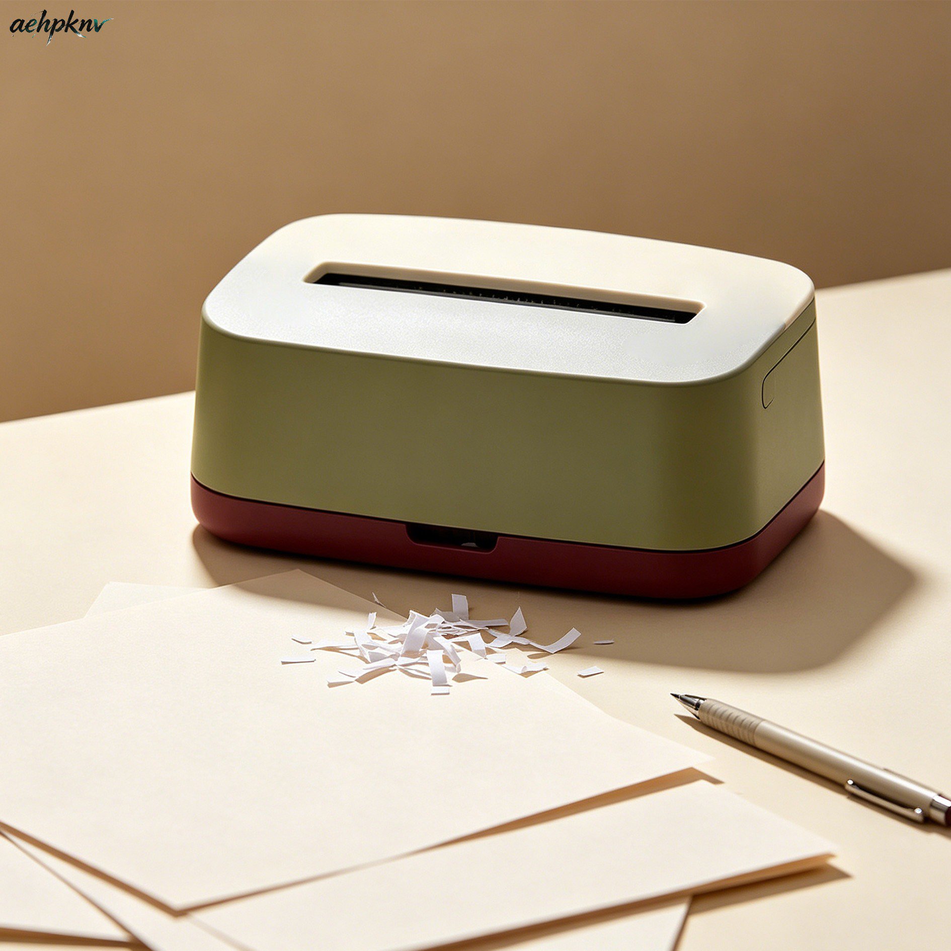 Kleiner Papierschredder auf Schreibtisch