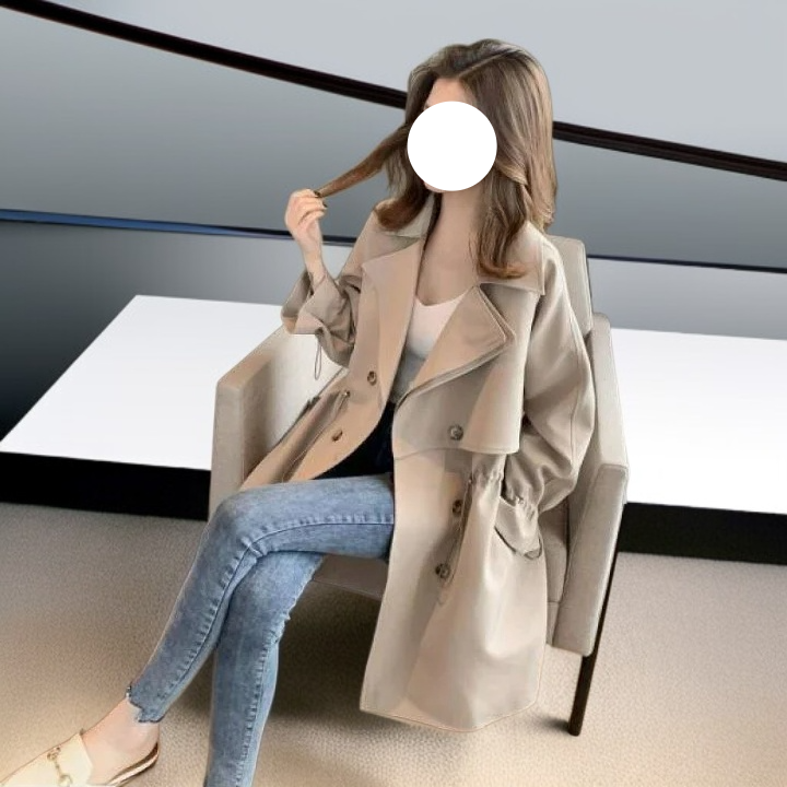  معطف ربيعي وخريفي طويل للنساء بأسلوب كوري، مقاس صغير، مناسب للقصيرات